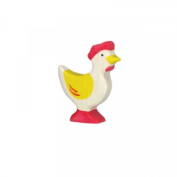 Holztigerspielfigur Huhn, stehend, gelb