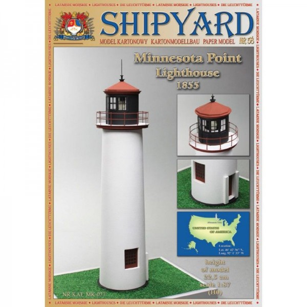 Modellbaubogen, Kartonbausatz vom Minnesota Point Leuchtturm Maßstab 1:87 (H0)