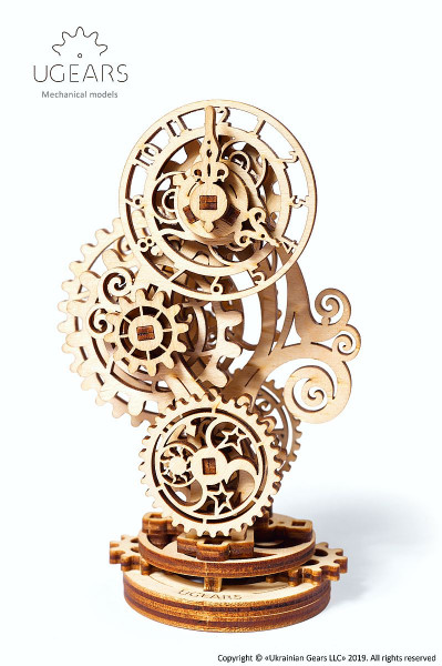 Ugears Holzbausatz Steampunk Uhr, mit mechanischer Funktion