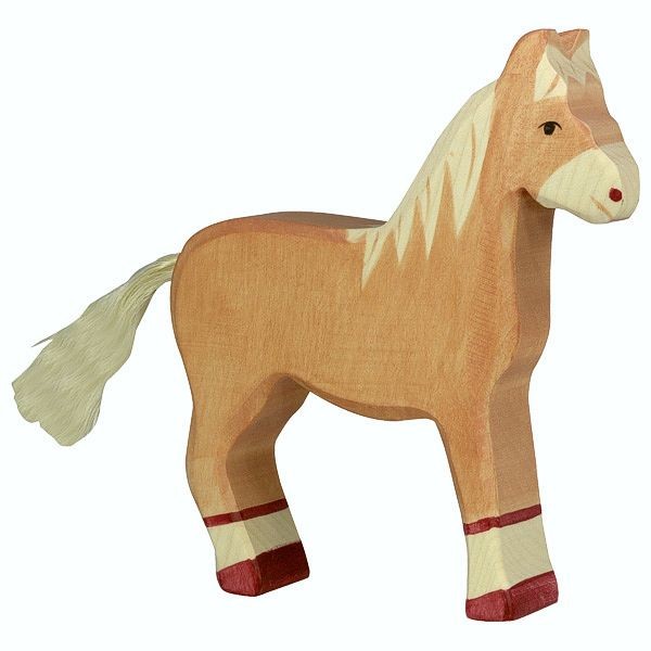 Holztiger Spielfigur Pferd, stehend, hellbraun